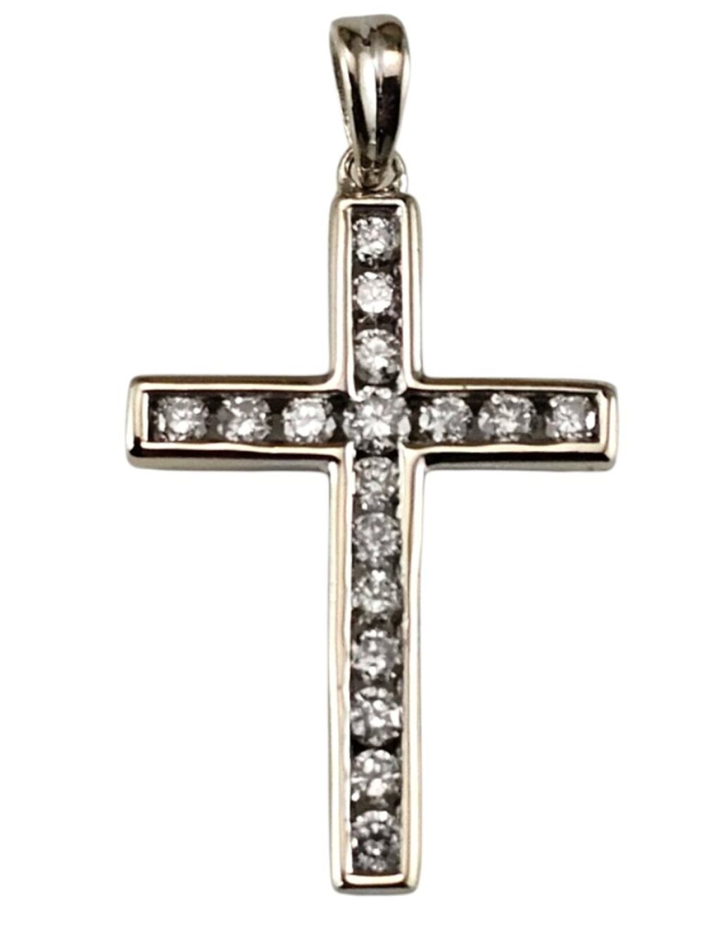 14K White Gold Diamond Cross Pendant #25118